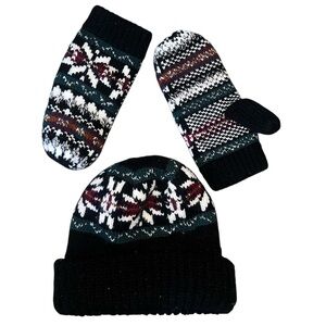 Isotoner Fair Isle Hat and Mitten Set One Size